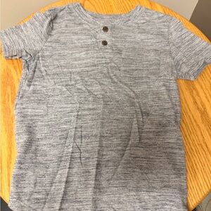 Cat & Jack Heathered Gray Short Sleeve Henley Pocket Tee